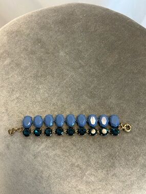 J.Crew brûlée double-row bracelet periwinkle blue stones dark blue crystal stone
